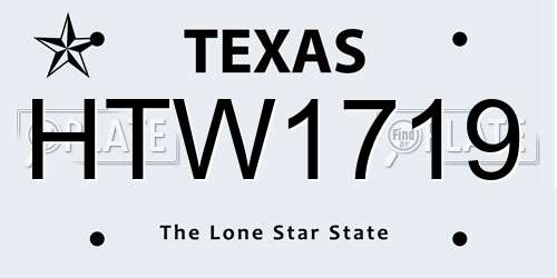 HTW1719 Texas License Plate