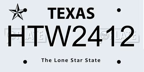HTW2412 Texas License Plate