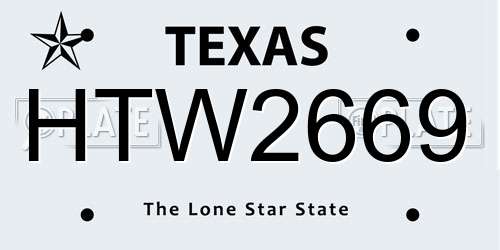 HTW2669 Texas License Plate