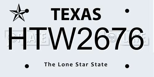 HTW2676 Texas License Plate