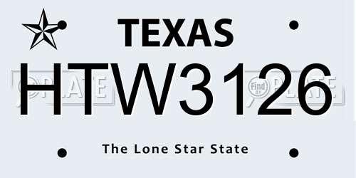 HTW3126 Texas License Plate