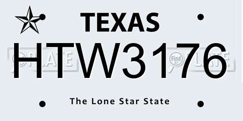 HTW3176 Texas License Plate