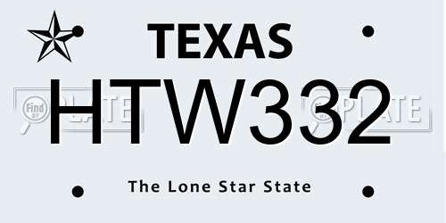 HTW332 Texas License Plate