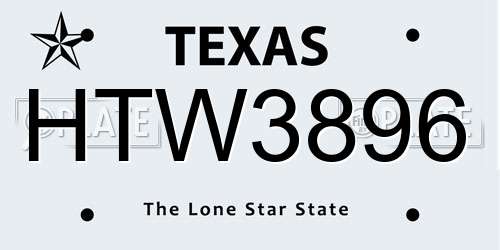 HTW3896 Texas License Plate
