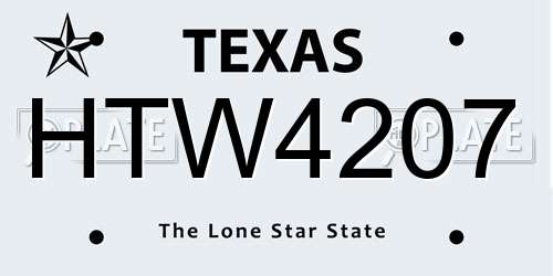 HTW4207 Texas License Plate