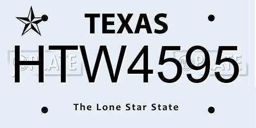 HTW4595 Texas License Plate