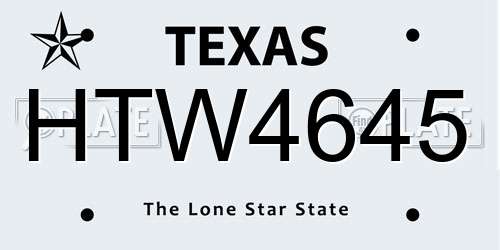 HTW4645 Texas License Plate