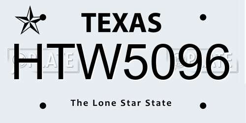 HTW5096 Texas License Plate