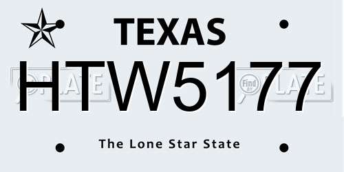HTW5177 Texas License Plate