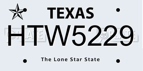HTW5229 Texas License Plate