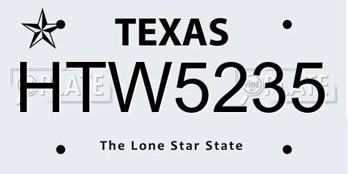 HTW5235 Texas License Plate