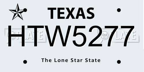 HTW5277 Texas License Plate