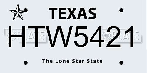 HTW5421 Texas License Plate
