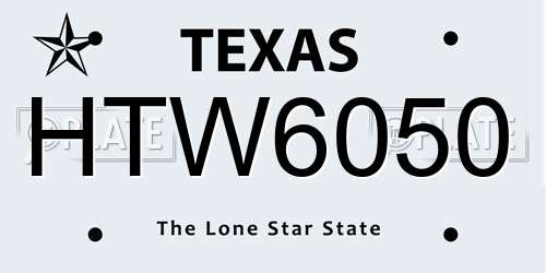 HTW6050 Texas License Plate