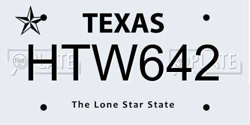HTW642 Texas License Plate