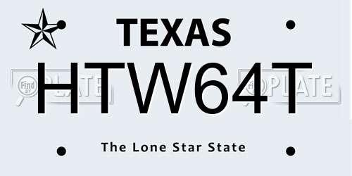 HTW64T Texas License Plate