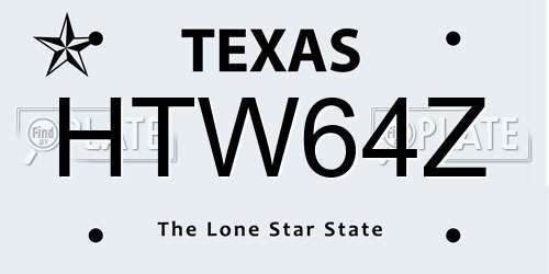 HTW64Z Texas License Plate