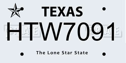 HTW7091 Texas License Plate