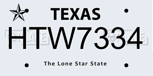 HTW7334 Texas License Plate