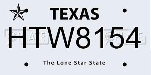 HTW8154 Texas License Plate