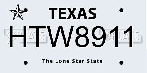 HTW8911 Texas License Plate