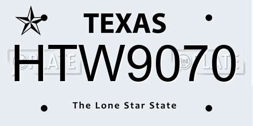 HTW9070 Texas License Plate