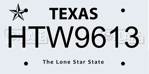 HTW9613 Texas License Plate