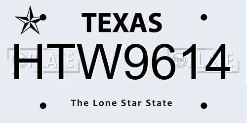 HTW9614 Texas License Plate