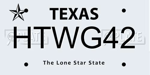 HTWG42 Texas License Plate