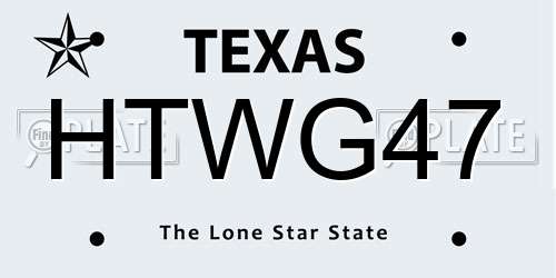 HTWG47 Texas License Plate