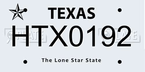 HTX0192 Texas License Plate