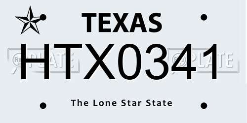 HTX0341 Texas License Plate