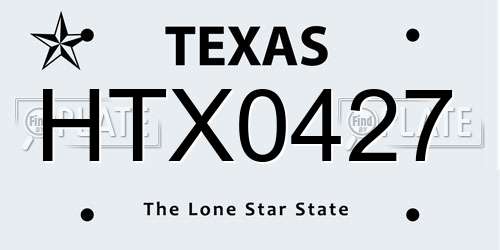 HTX0427 Texas License Plate