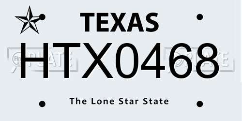 HTX0468 Texas License Plate
