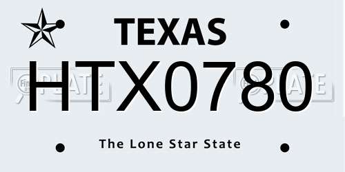 HTX0780 Texas License Plate