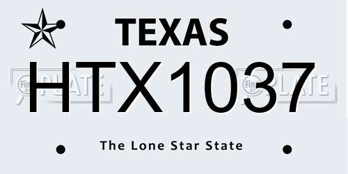 HTX1037 Texas License Plate