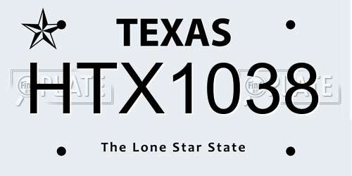 HTX1038 Texas License Plate