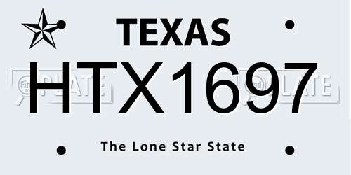 HTX1697 Texas License Plate