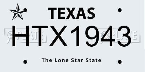 HTX1943 Texas License Plate