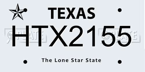 HTX2155 Texas License Plate