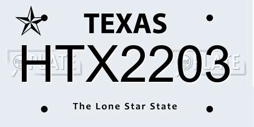 HTX2203 Texas License Plate