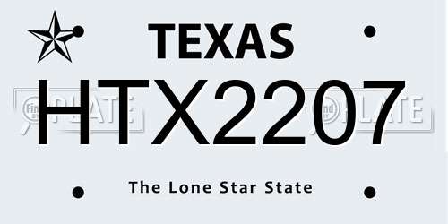 HTX2207 Texas License Plate