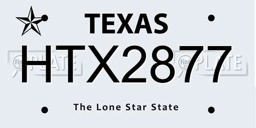 HTX2877 Texas License Plate