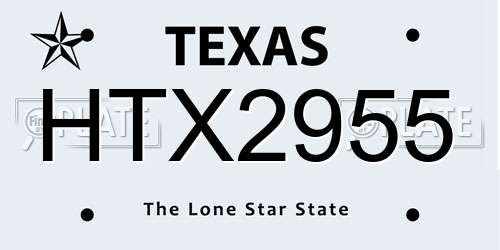 HTX2955 Texas License Plate
