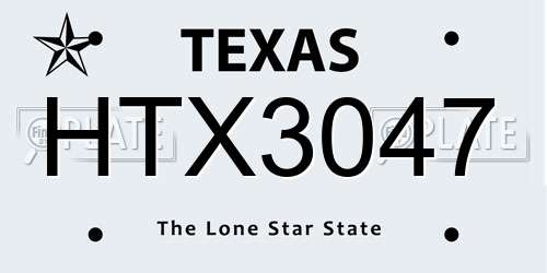 HTX3047 Texas License Plate