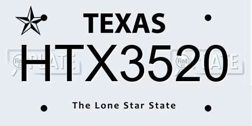 HTX3520 Texas License Plate