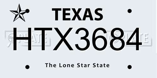 HTX3684 Texas License Plate