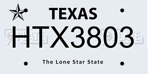 HTX3803 Texas License Plate