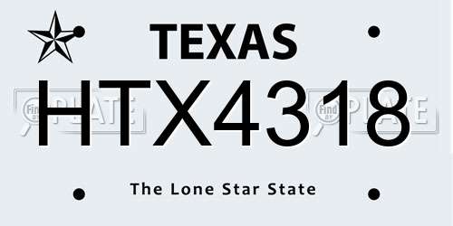 HTX4318 Texas License Plate