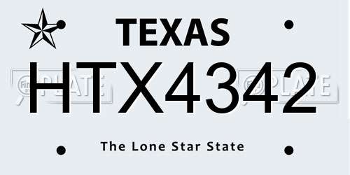 HTX4342 Texas License Plate